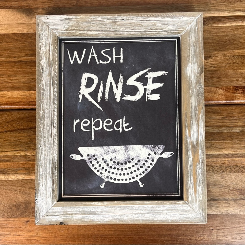 Wash Rinse Repeat Wooden Chalkboard Sign